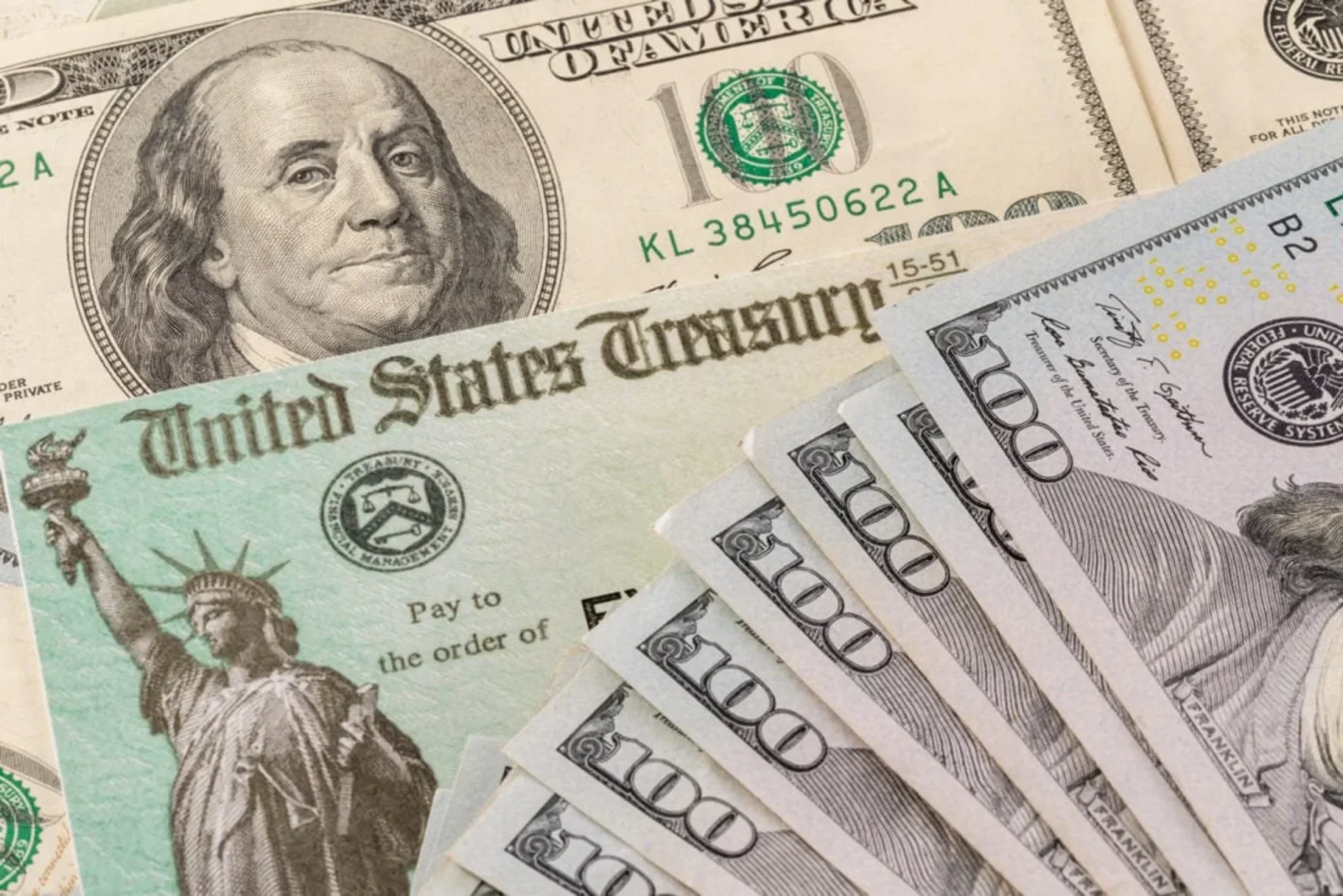 Dollar bills stack with illustrative sti